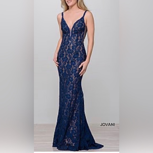 Jovani embellished lace prom dress Pageant long gown 16